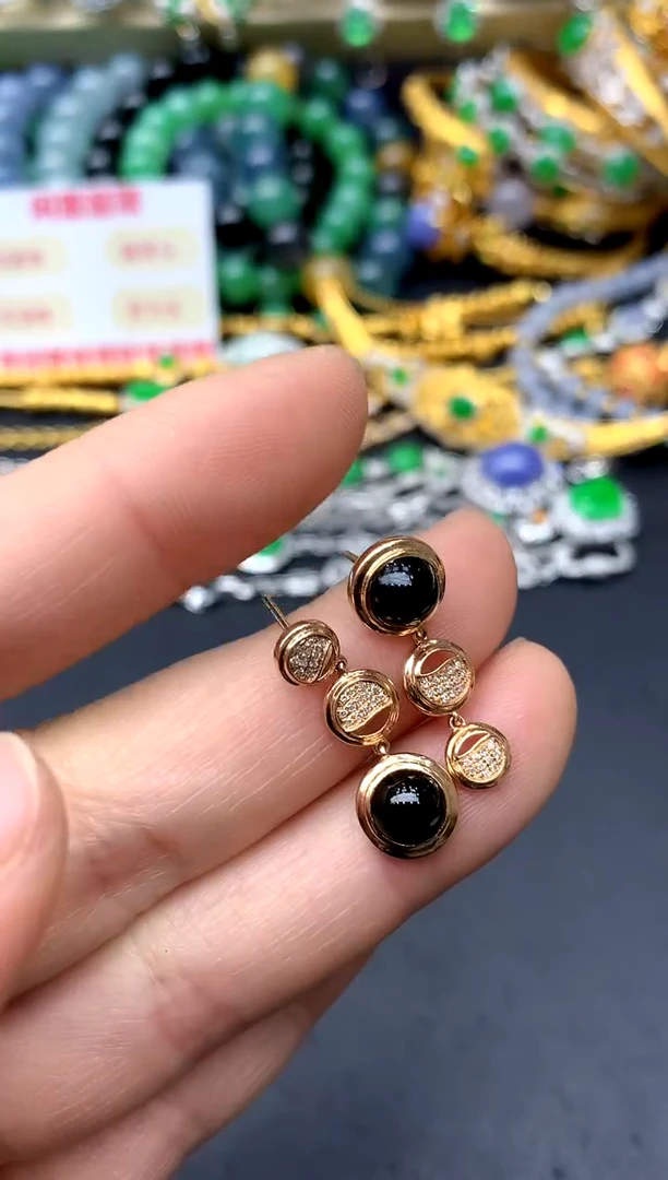 18K金镶嵌翡翠耳饰179-中国好珍宝