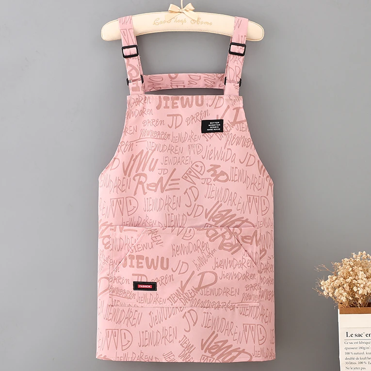 短款围裙透气家用厨房棉布女薄款餐厅饭店围腰防污耐脏时尚工作服