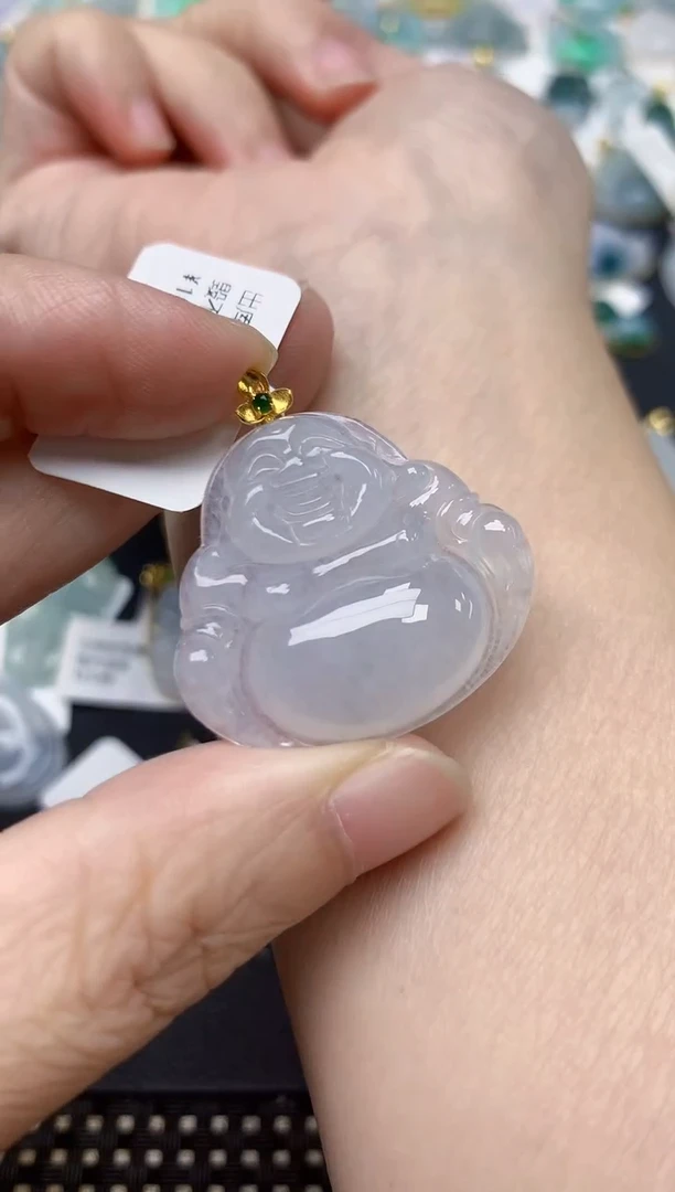 颈饰18K金镶嵌翡翠天然缅甸A货翡翠