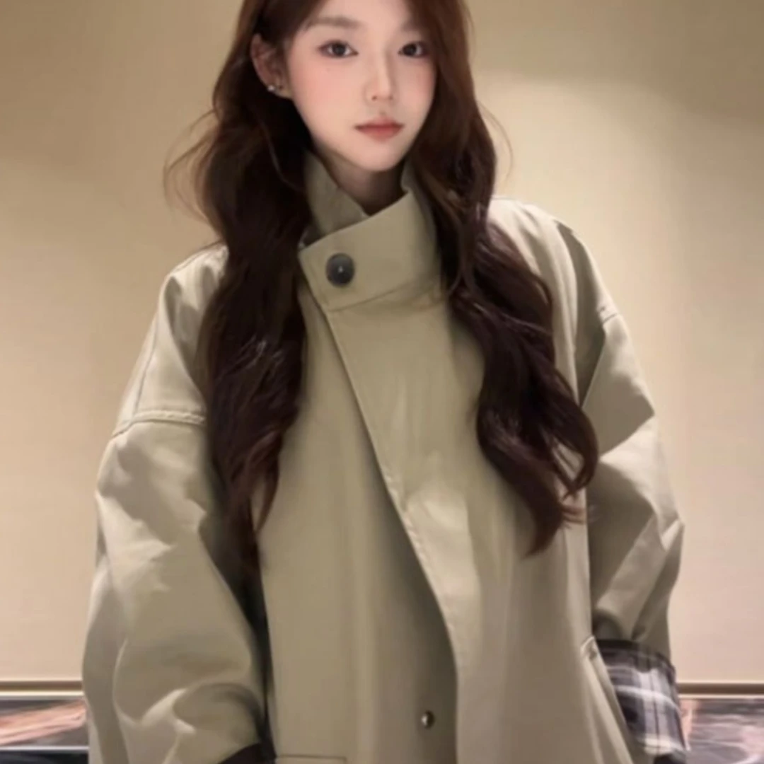 短款风衣外套女2025春秋新款高级感韩系小个子休闲气质卡其色大衣