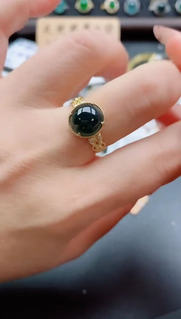 银S925镶嵌戒指翡翠1