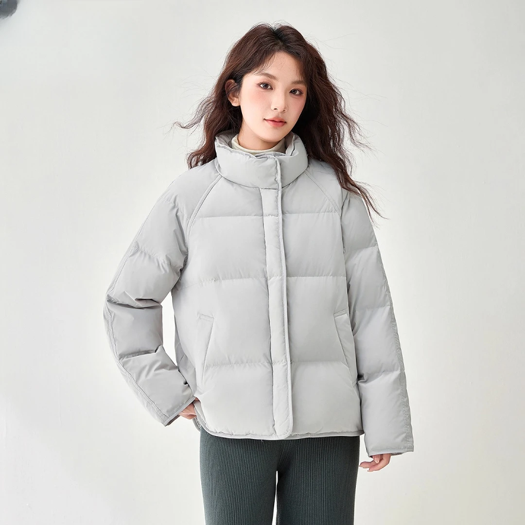 玛古芭女装短款立领简约羽绒服女新款宽松加厚面包服时尚休闲外套