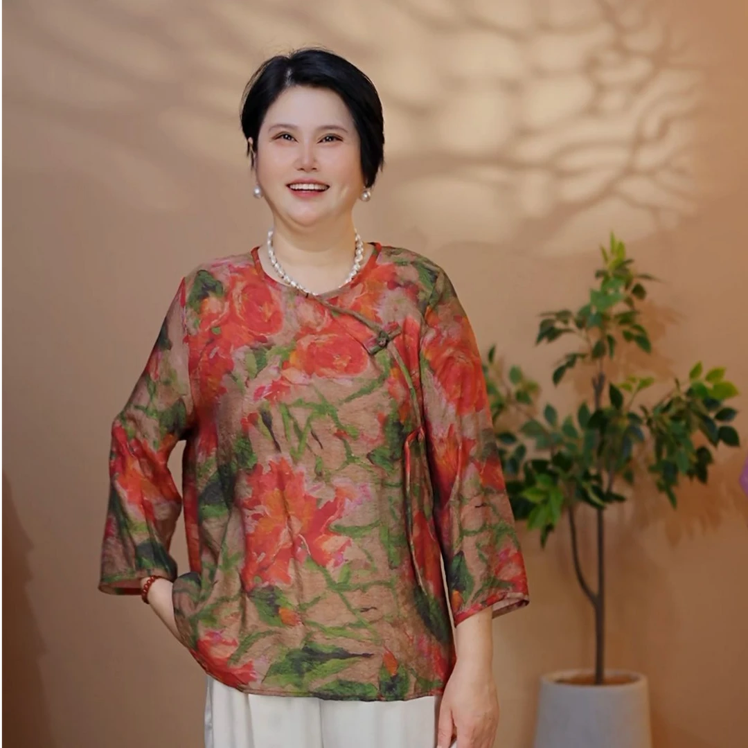 夏季新款时尚气质显瘦百搭衬衫洋气妈妈-8