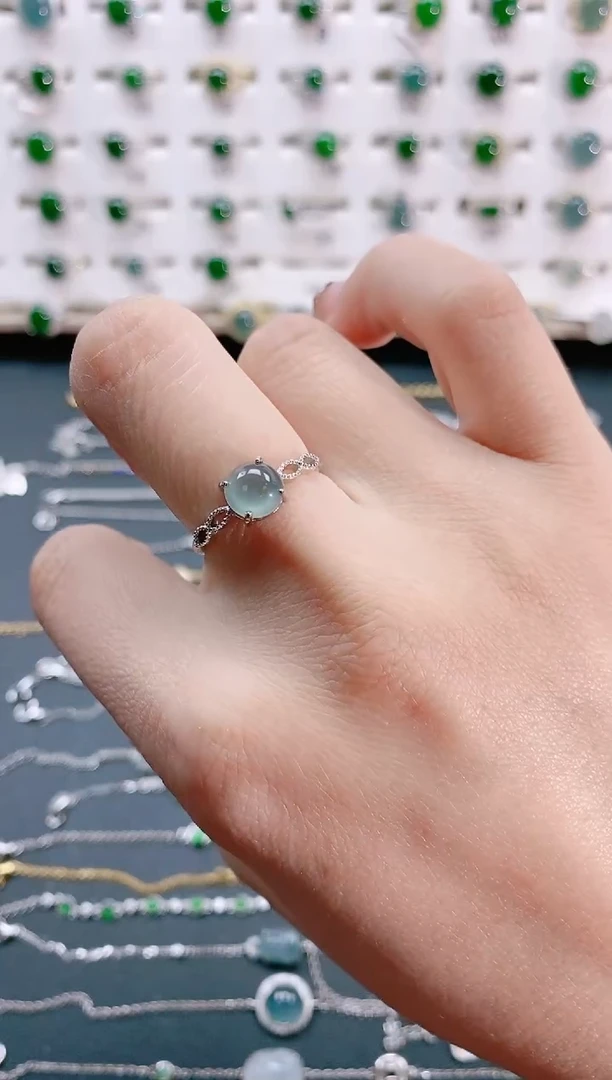 【闪购商品】翡翠戒指银S925镶嵌天然翡翠