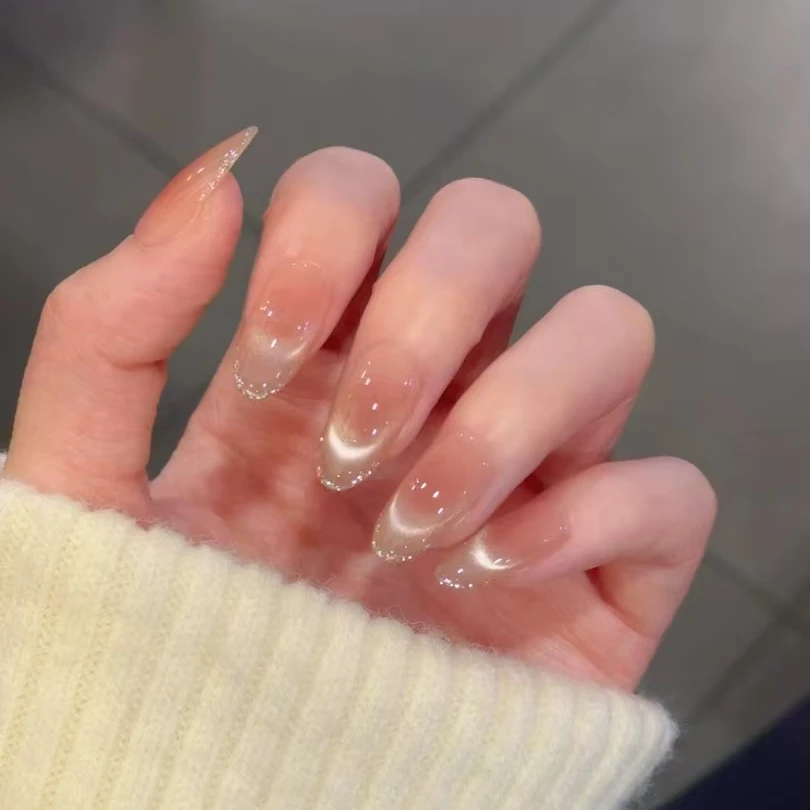 Nice SoSo【猫眼肉桂】短椭圆纯手工穿戴甲纯欲猫眼晕染日常简约