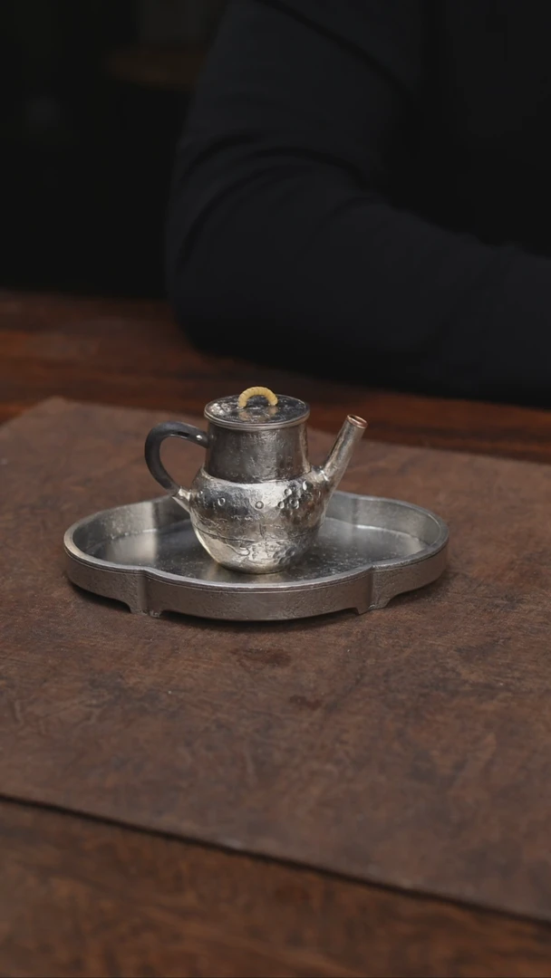 必*客纯锡加厚海棠壶承加足银把把壶