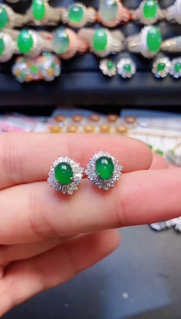 银S925镶嵌戒指翡翠天然