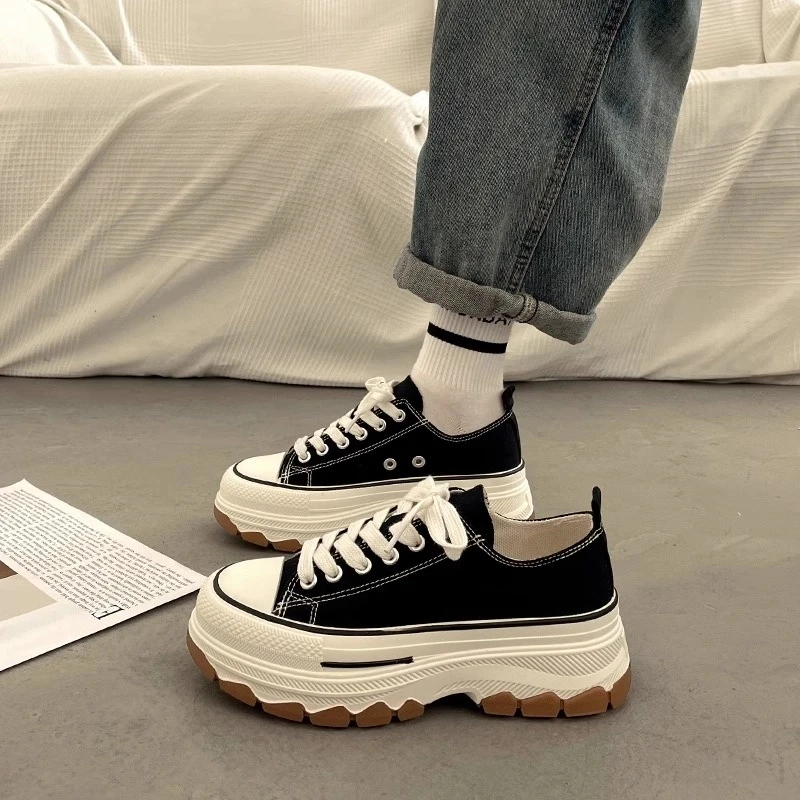 品牌厚底增高帆布鞋女2025夏季新款透气时尚百搭休闲运动鞋板鞋女