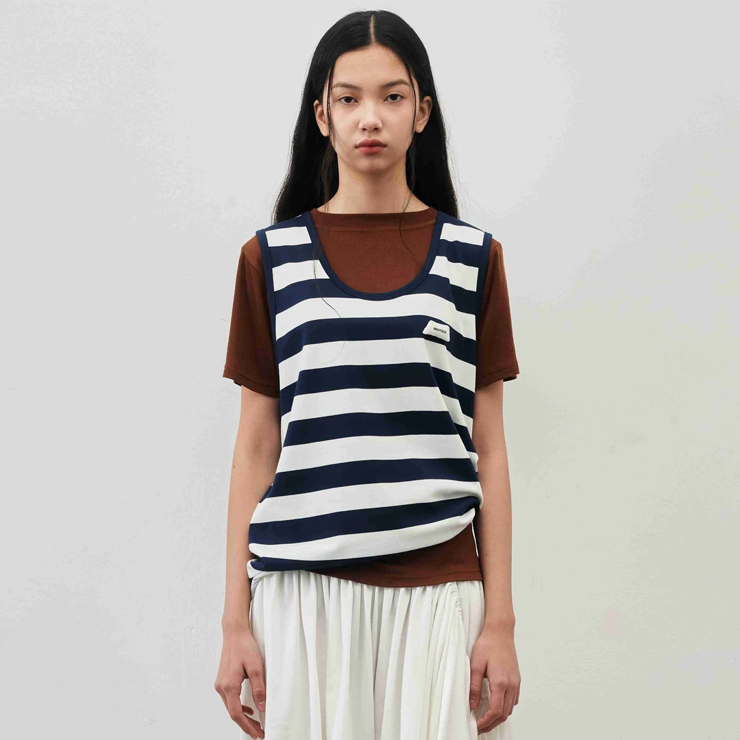 Anna mooer百搭条纹背心AM052244B