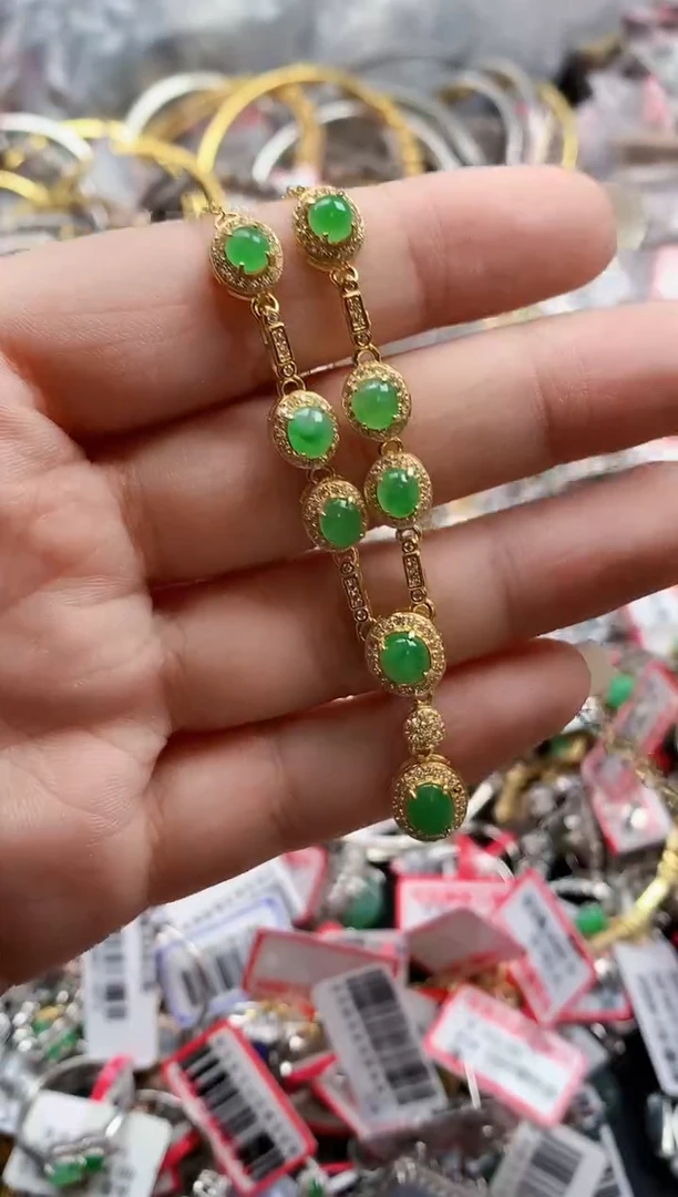 银S925镶嵌戒指翡翠天然A货缅甸翡翠