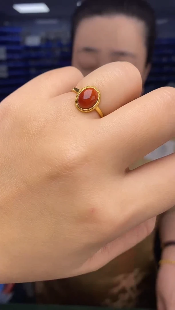 银S925镶嵌戒指玛瑙/玉髓JZ3897