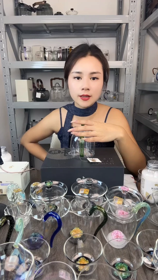 水晶玻璃无盖款禾器 宴臣壶 湖绿色