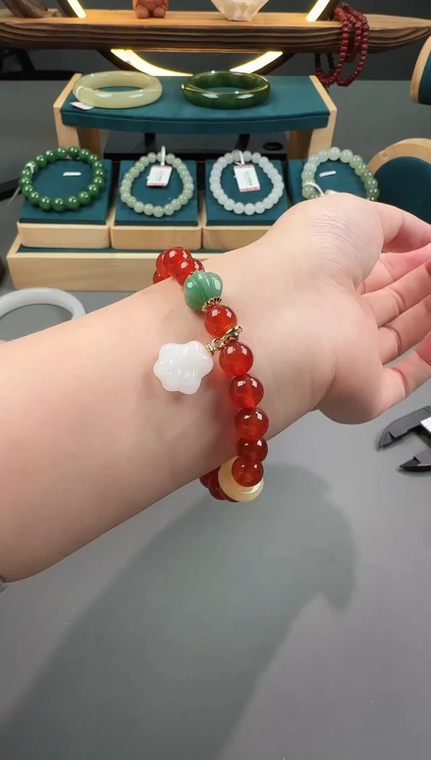 合金手串玛瑙/玉髓红玛瑙小猫爪手串
