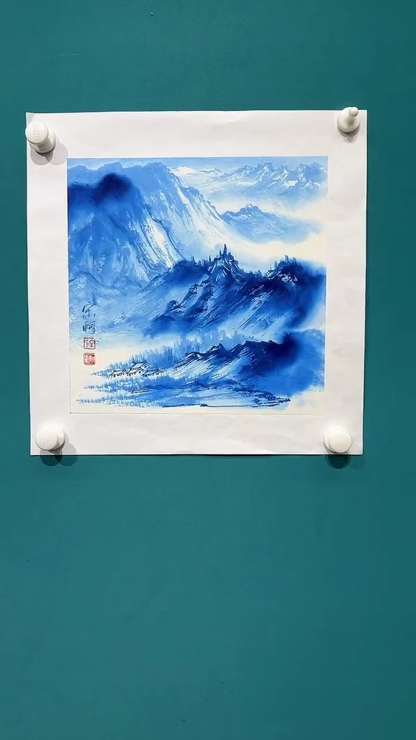 国画宋轲-1平尺-国画作品-青花写意山水-13