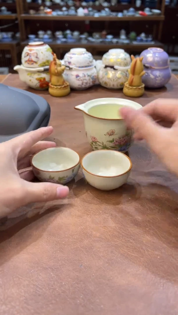 真的很便宜超好看会开片的旅行茶具