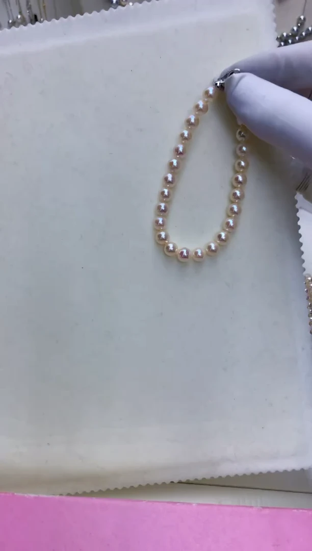 【闪购商品】海水珍珠商品银S925镶嵌6-7羽皇金满珠手链