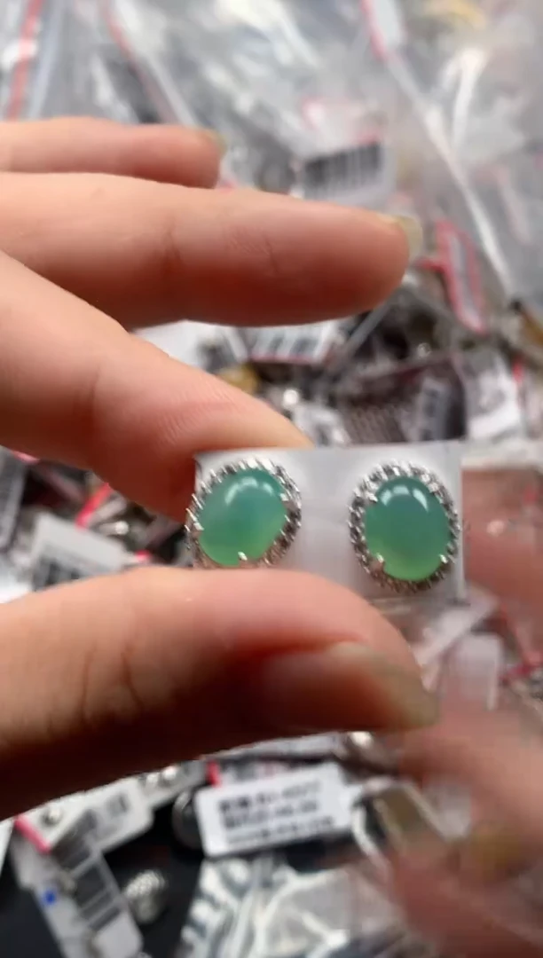 银S925镶嵌戒指翡翠天然A货缅甸翡翠