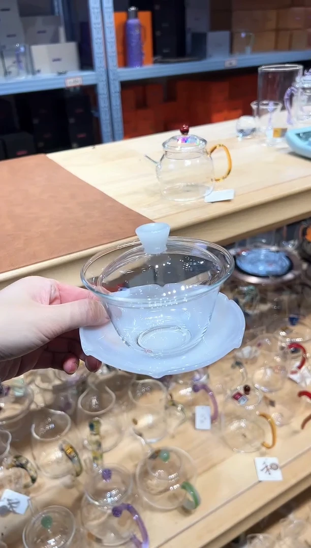 低**调禾器荷叶盖碗白玉色