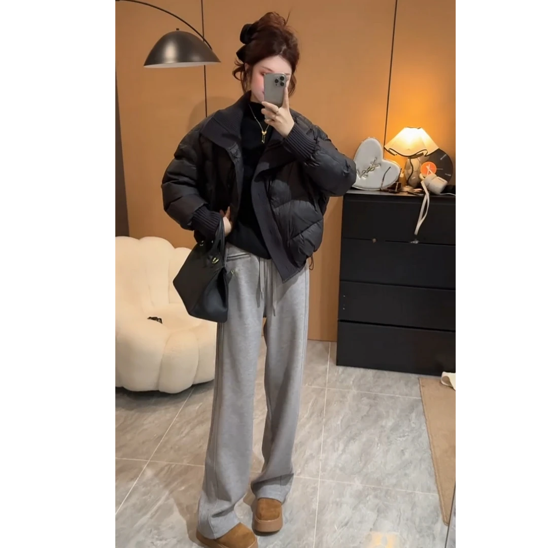 2025冬季新款时尚一整套休闲气质慵懒风短款棉服裤子两件套