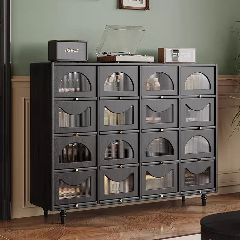 十六格柜法式复古客厅实木展示柜子白蜡木斗柜中古家具收纳餐边柜