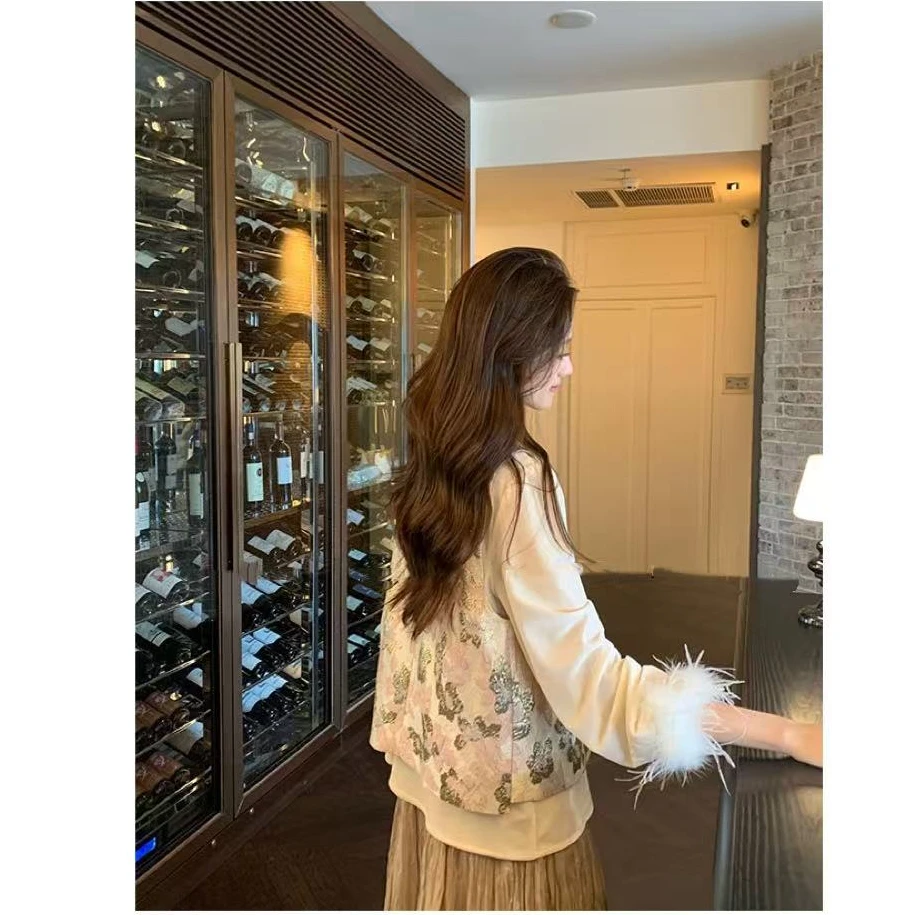 【Y I白昼】25春上新 中式定制款 白色万能百搭女士羽毛打底