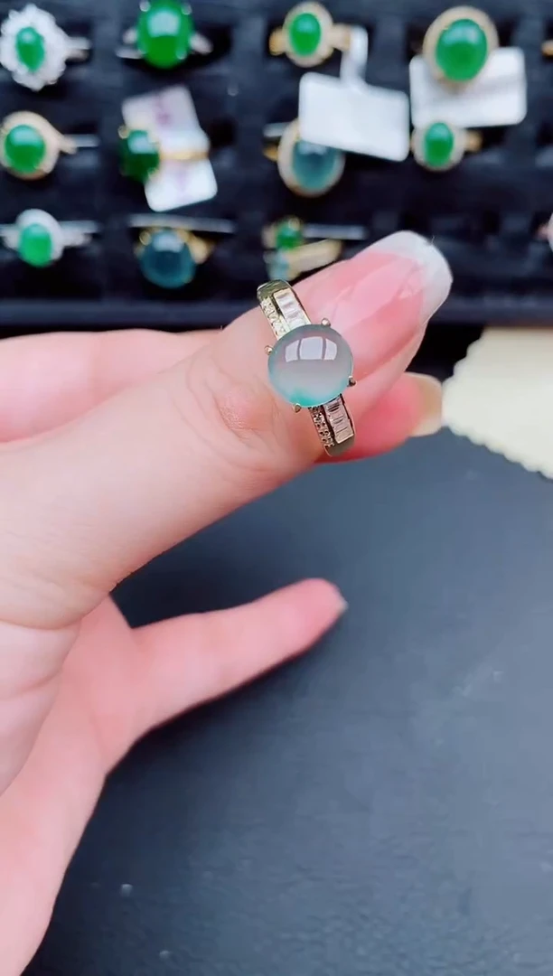翡翠戒指银S925镶嵌天然a货翡翠199