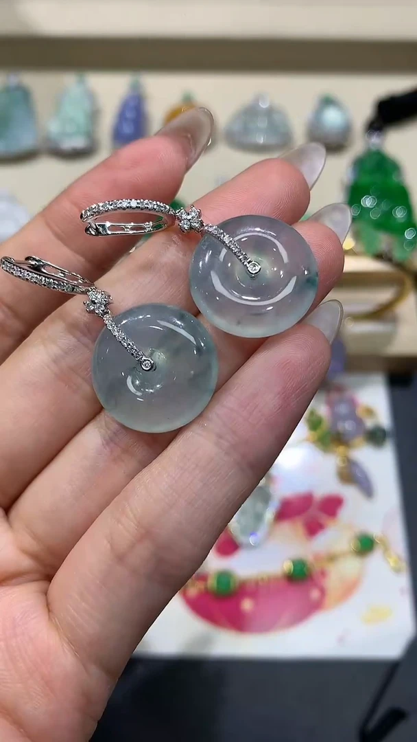 【闪购商品】翡翠耳饰18K金镶嵌10团购