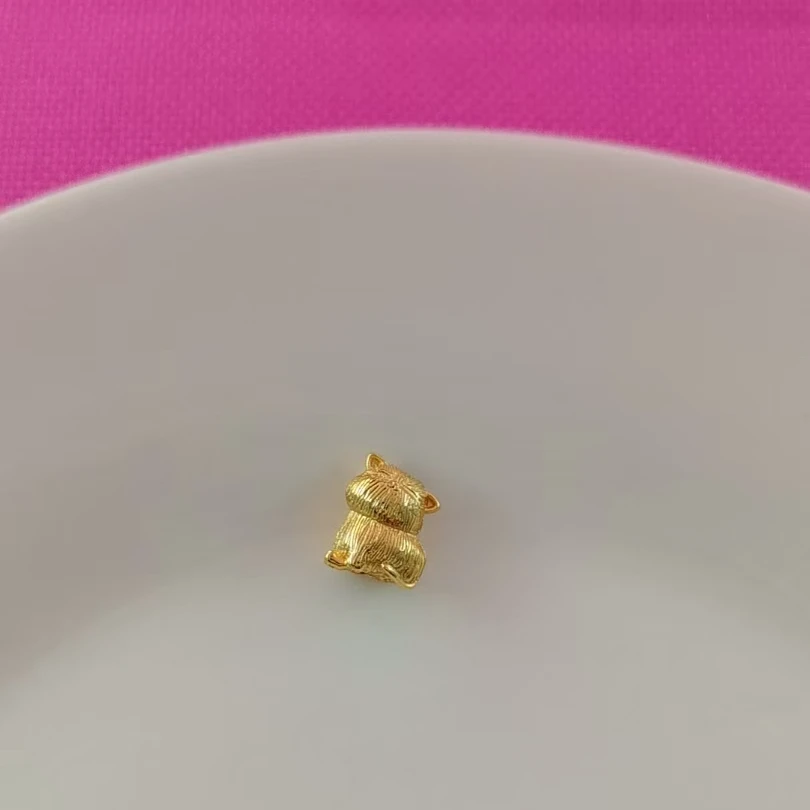 925银银制品 精工古法银镀金小款墩墩猫