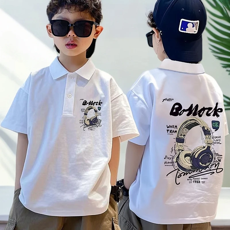 儿童Polo衫男童宽松2025夏季新款纯棉男孩帅气翻领短袖上衣潮童装