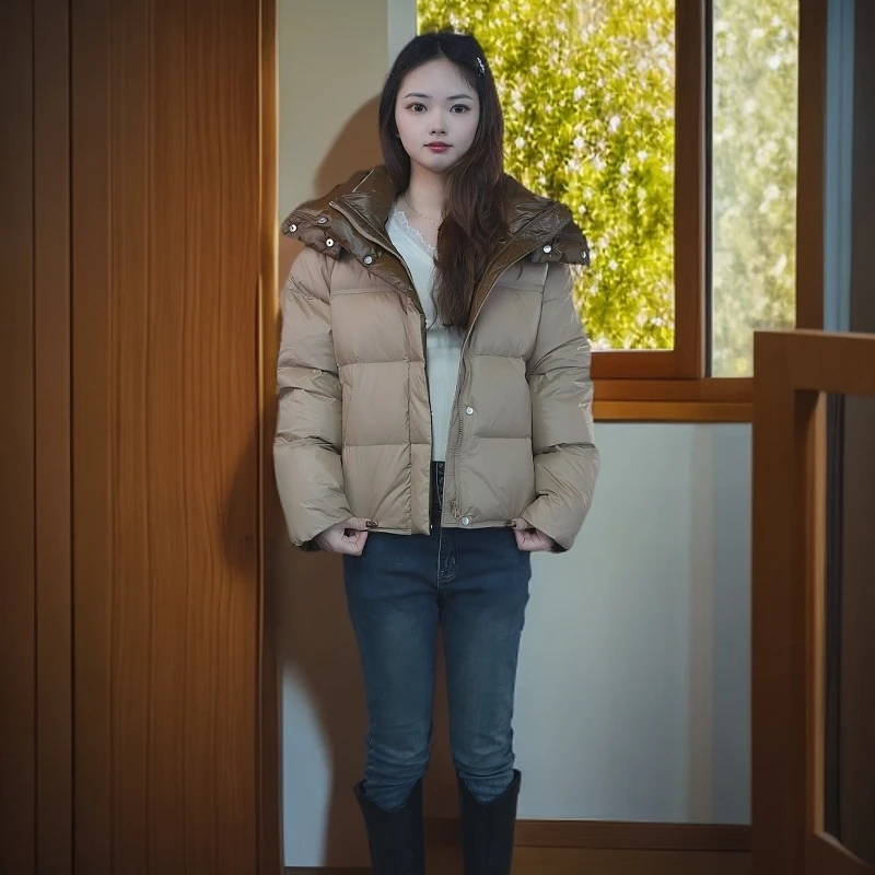短款面包羽绒服女女款时尚户外休闲女士连帽保暖冬季女款时尚户外