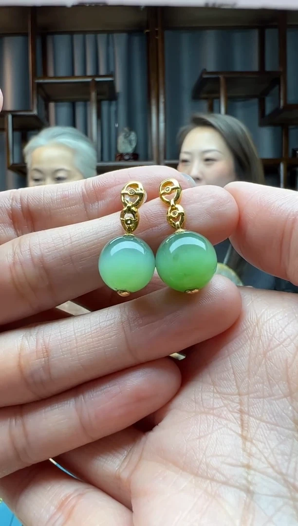 【闪购商品】和田玉颈饰18K金镶嵌耳饰