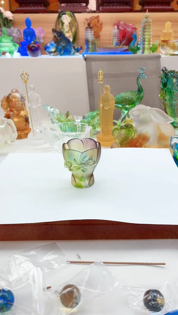手工艺品琉璃彩色兰花杯