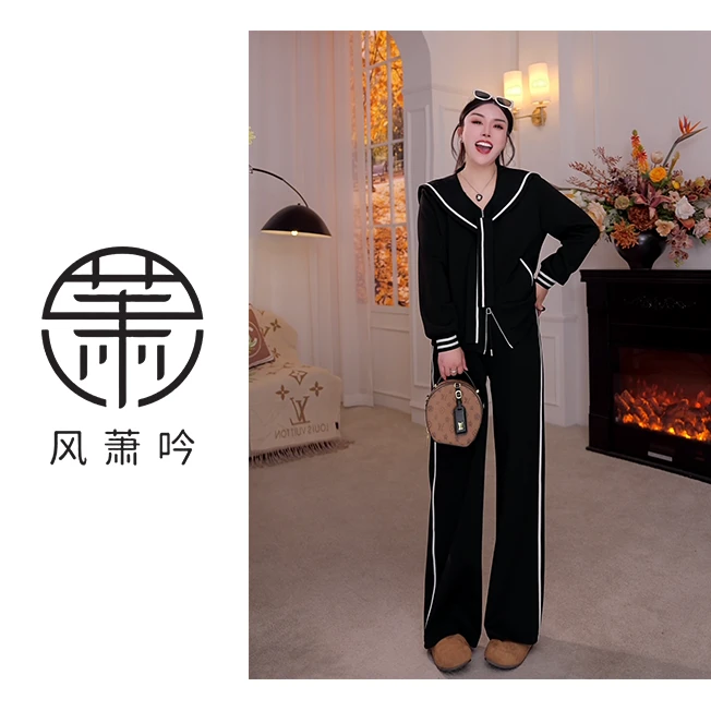 【XIAOXIAO】微胖女装 2025年秋季新款高档显瘦休闲时尚套装XX8289