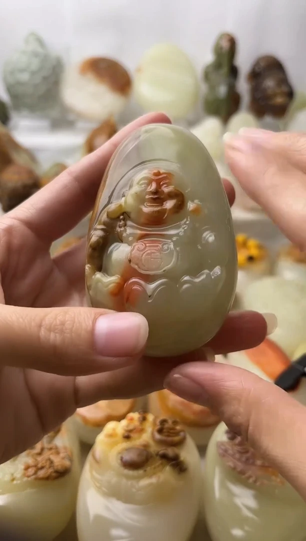 石材古青石棉纹正常不退换弥勒佛微瑕