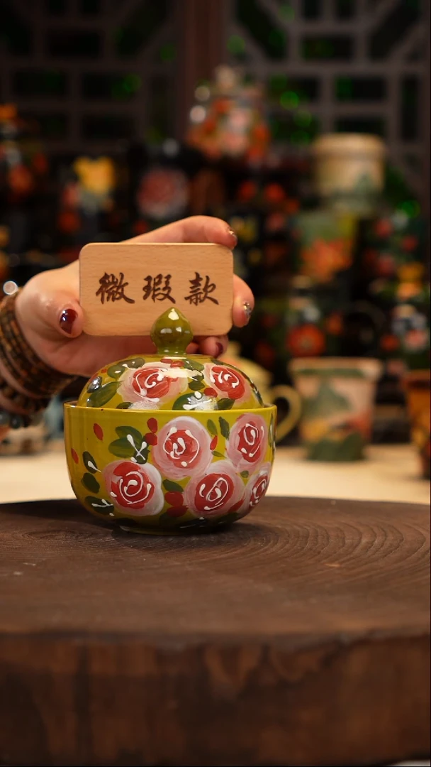 油画  手绘釉下彩微瑕