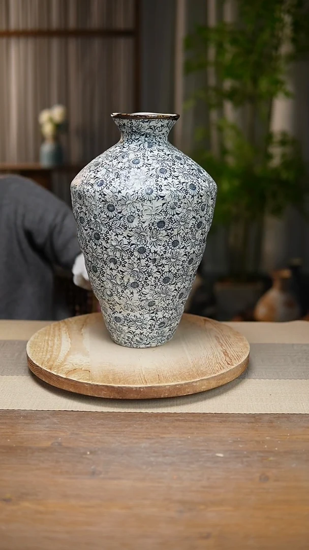 【闪购商品】陶瓷 花器青花瓷向日葵高脚