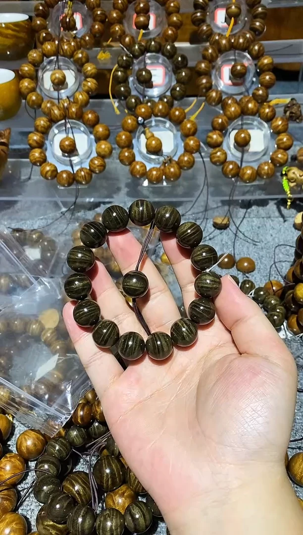 阴沉木手串/手链海****装阴沉木水波纹1.5手串