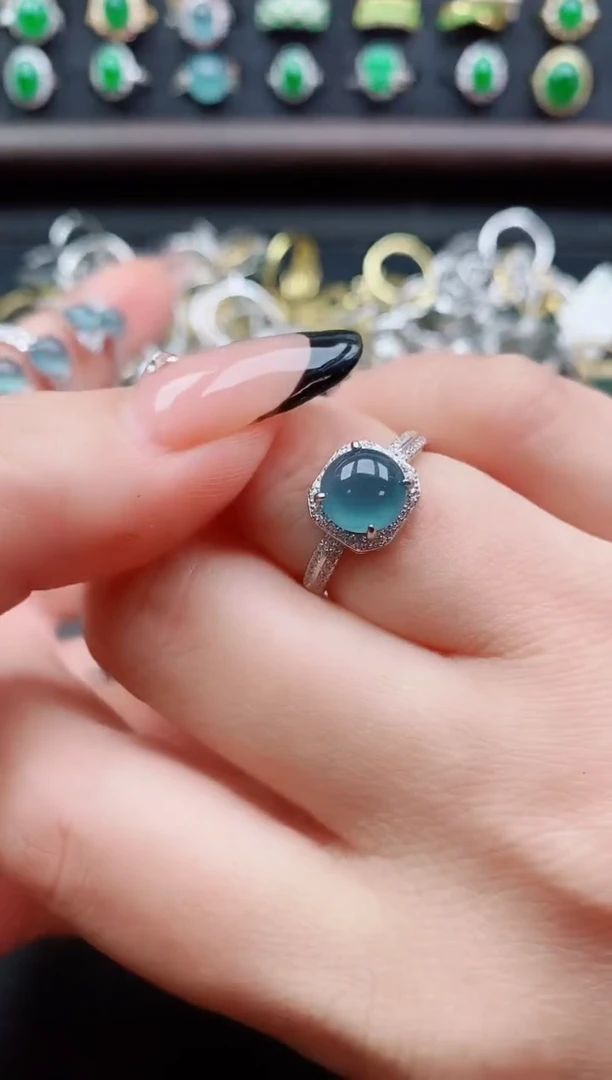 银S925镶嵌戒指翡翠1