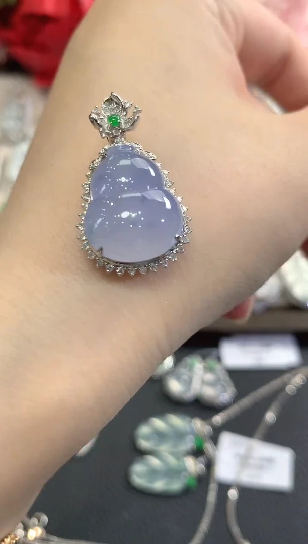 吊坠(不含链)18K金镶嵌翡翠春日珠宝 B51紫货有色差