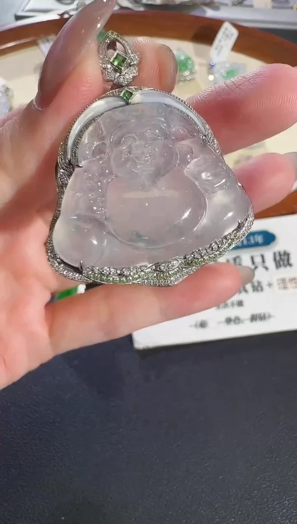 翡翠18K金镶嵌吊坠(不含链)【源头工厂】钻石镶嵌