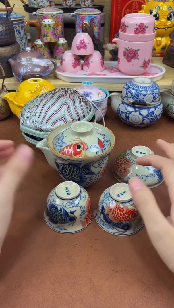陶瓷茶具摆件旅行套组