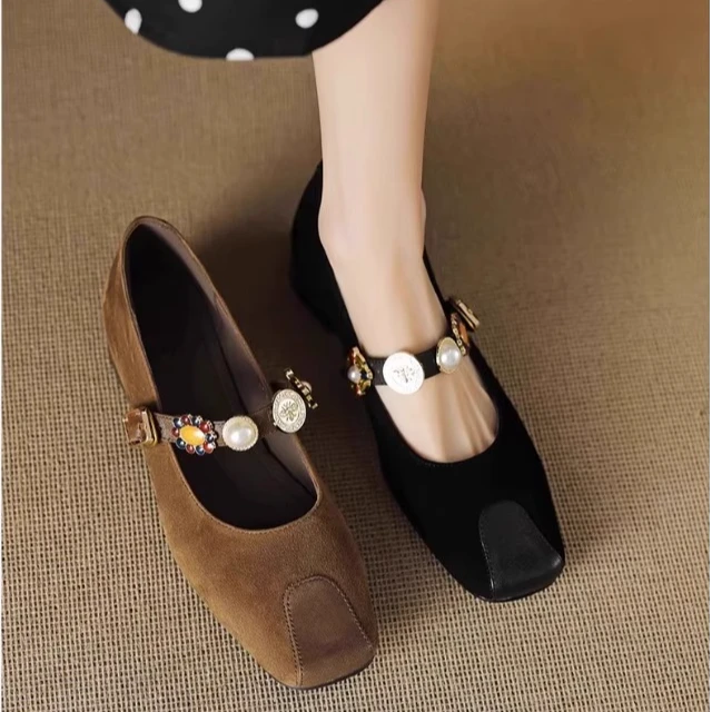 羊皮断码清仓真皮法式玛丽珍鞋女2025秋新款单鞋设计感平底乐福鞋