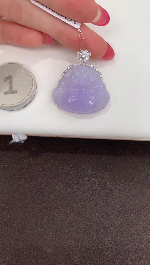 颈饰18K金镶嵌翡翠天然缅甸a货翡翠