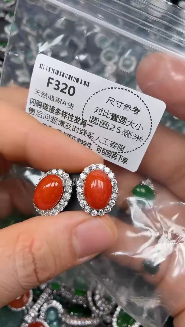 颈饰未镶嵌翡翠F320耳钉
