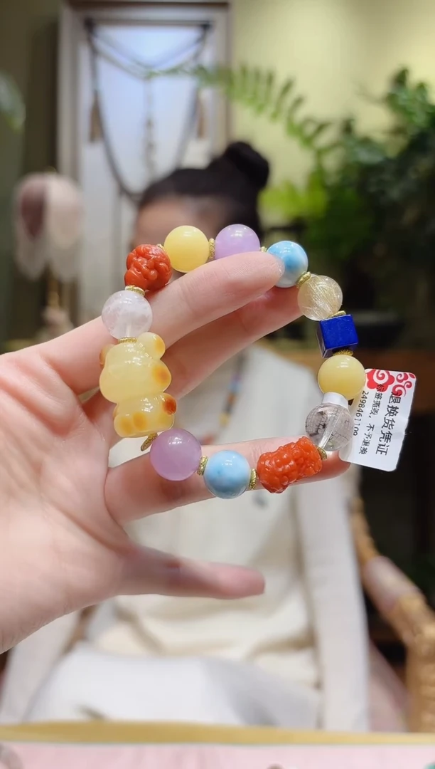 【闪购商品】水晶手串未镶嵌蜜蜡熊多宝手串6号