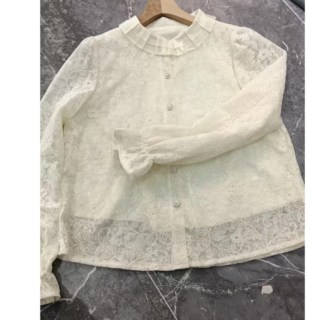 508蕾丝衬衫春款镂空衬衫超美淑女蕾丝衬衫