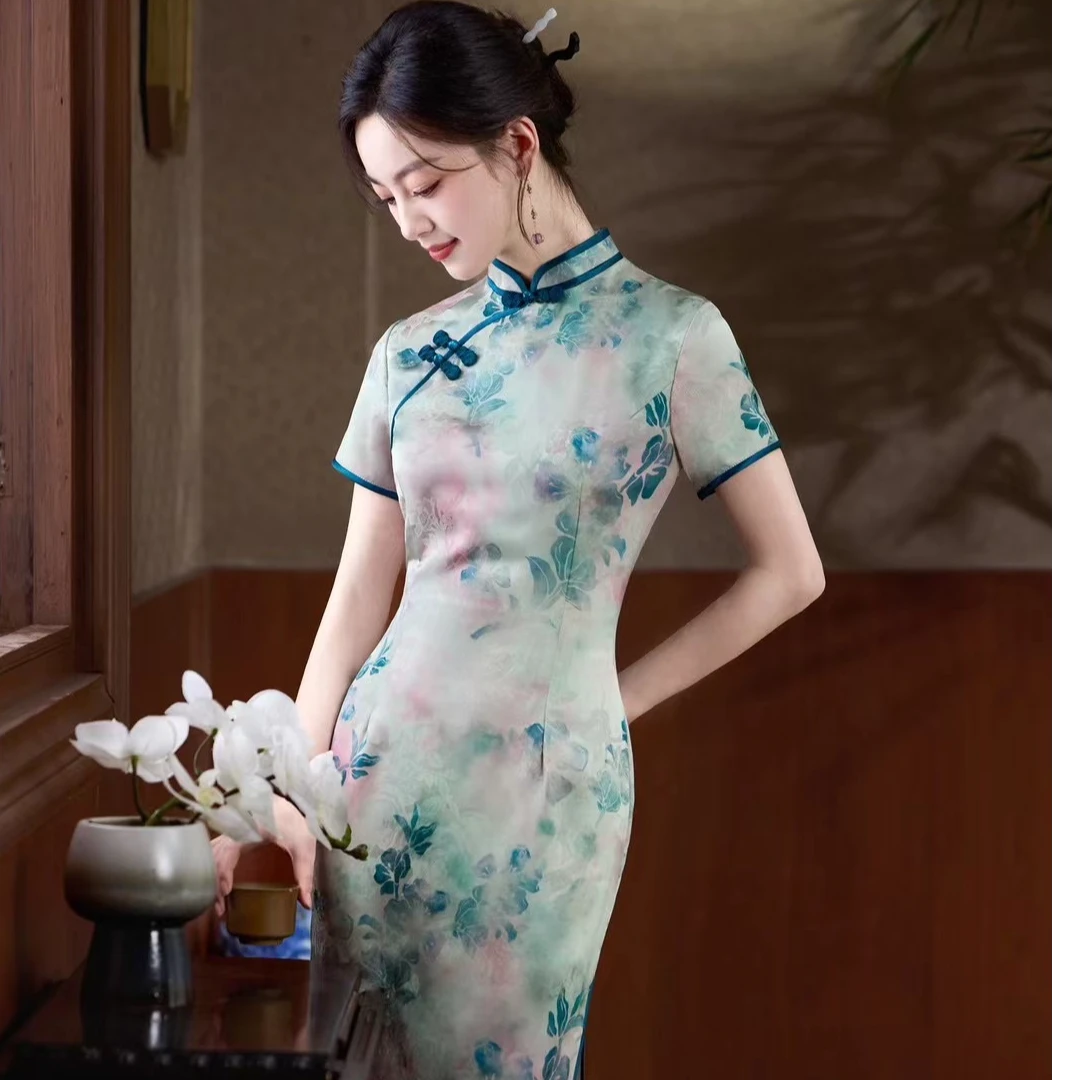 按照编码拍 2025夏款国风显瘦气质优雅经典书香气日常旗袍
