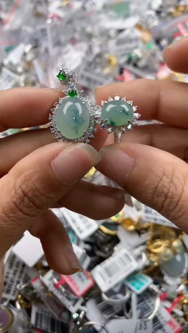 银S925镶嵌戒指翡翠777   5