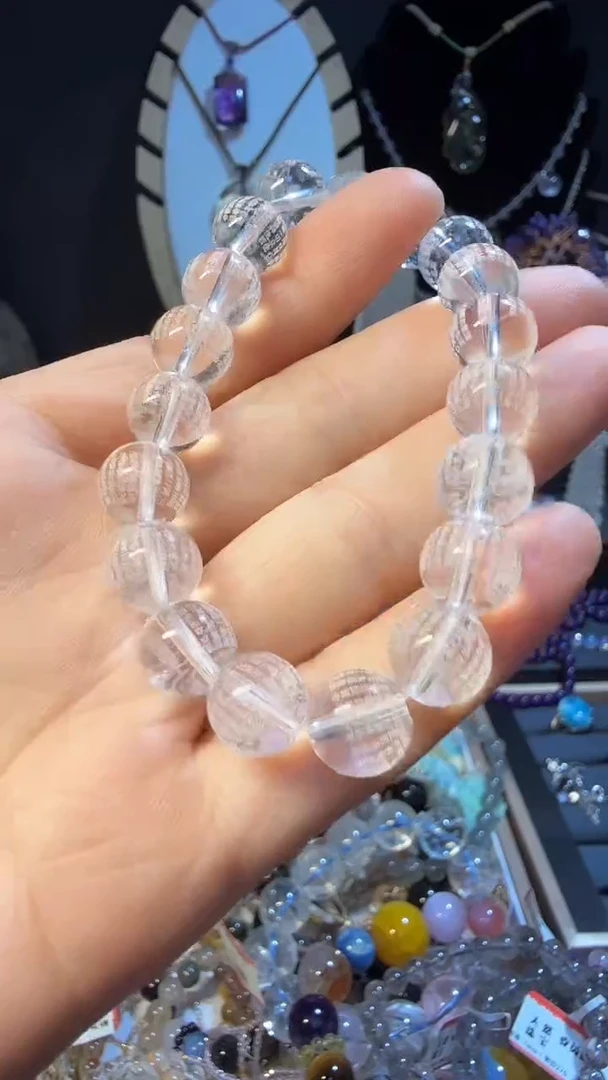 未镶嵌手链水晶天然白水晶雕刻金刚经10mm+手串多样性发一