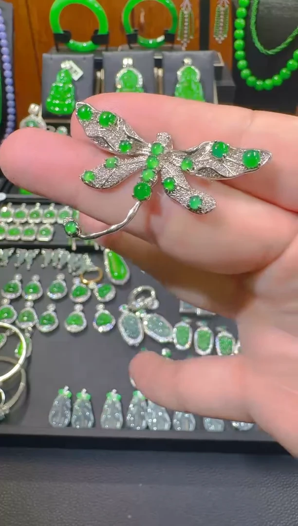 颈饰未镶嵌翡翠天然A货翡翠+吊坠胸针两用款